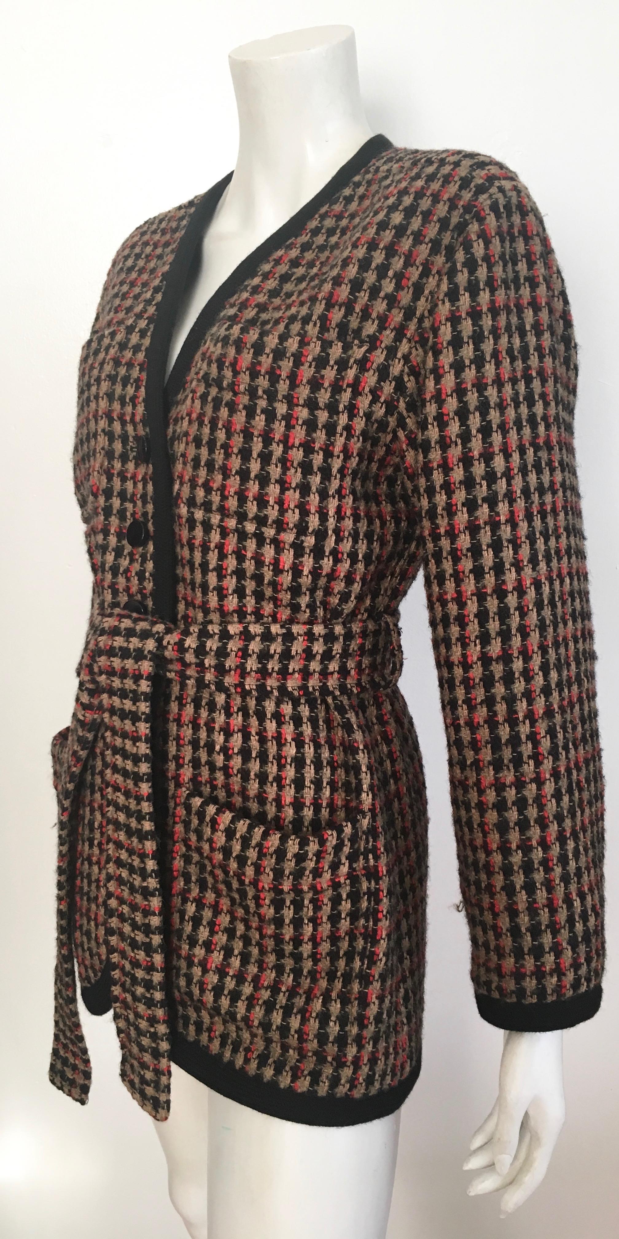 Saint Laurent 1980s Wool Belted Jacket Size 6. 4