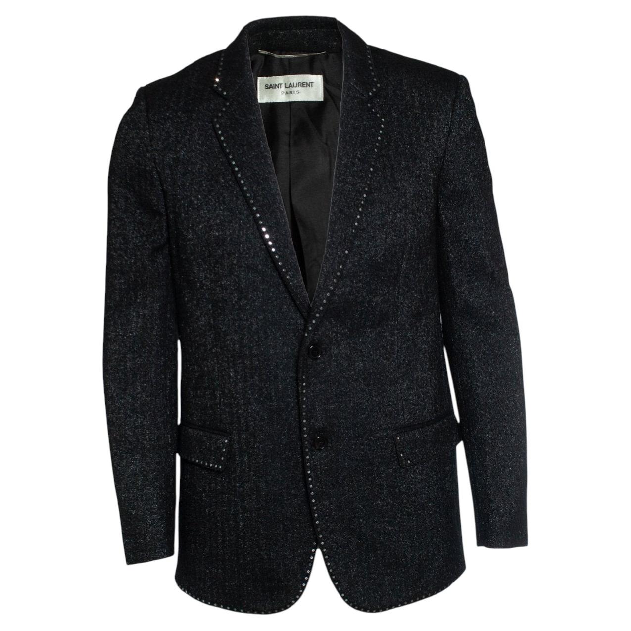 Saint Laurent, 19FW sequin embroidered trim blazer