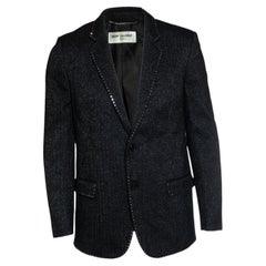 Saint Laurent, 19FW sequin embroidered trim blazer