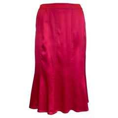 Saint Laurent 2003 Tom Ford Era Red Satin Tulip Shape Skirt