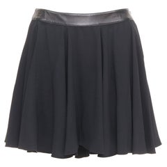 SAINT LAURENT 2012 leather trim waist acetate blend mini flutter skirt FR36 S
