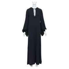 SAINT LAURENT 2013 acetate blend hooded bishop sleeve maxi dress gown FR36 S