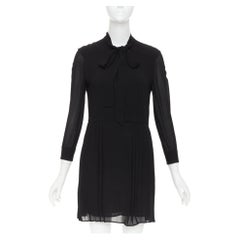 SAINT LAURENT 2013: minivestido plisado con lazo tipo «pussybow» de mezcla de acetato negro, talla FR36 S