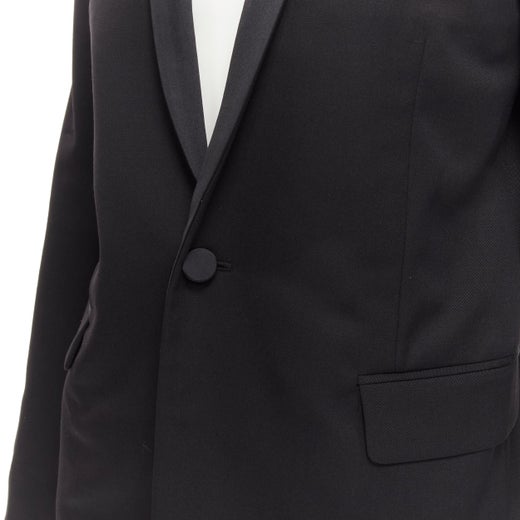 SAINT LAURENT 2013 black virgin wool shawl collar tuxedo blazer jacket FR38  M at 1stDibs