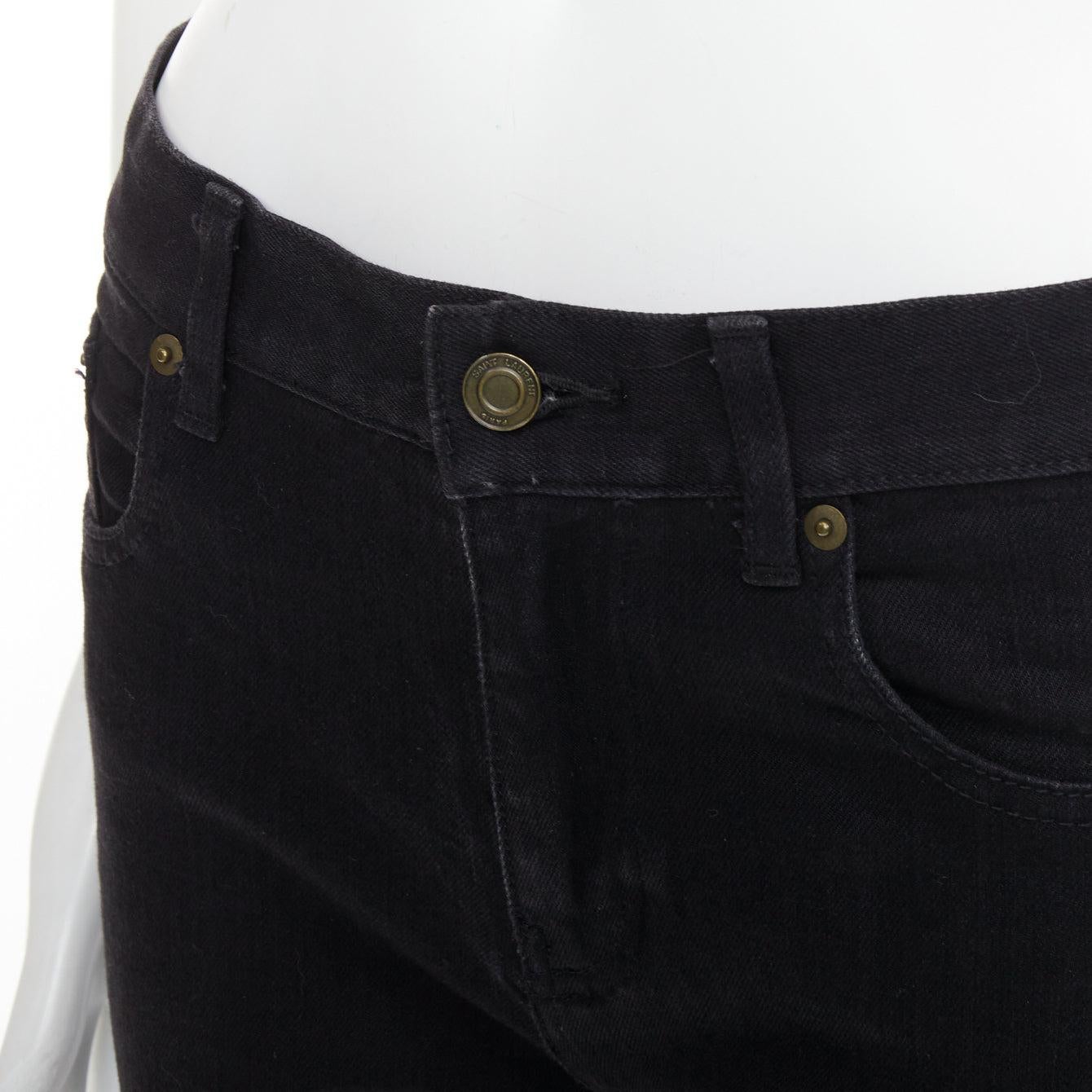 SAINT LAURENT 2013 D02 M/SK-LW jean cropped classique en coton noir 30