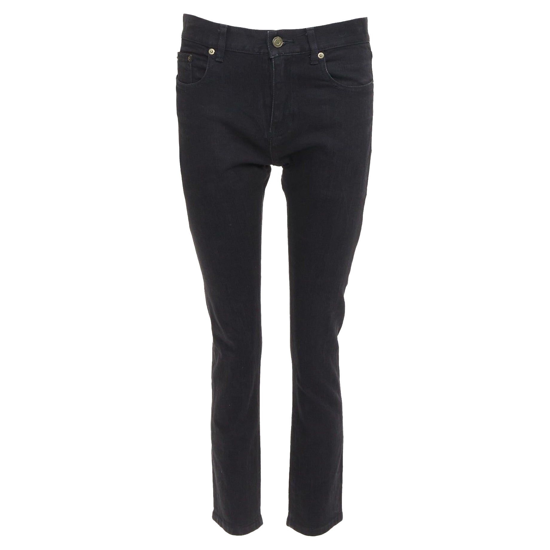 SAINT LAURENT 2013 D02 M/SK-LW jean cropped classique en coton noir 30". en vente