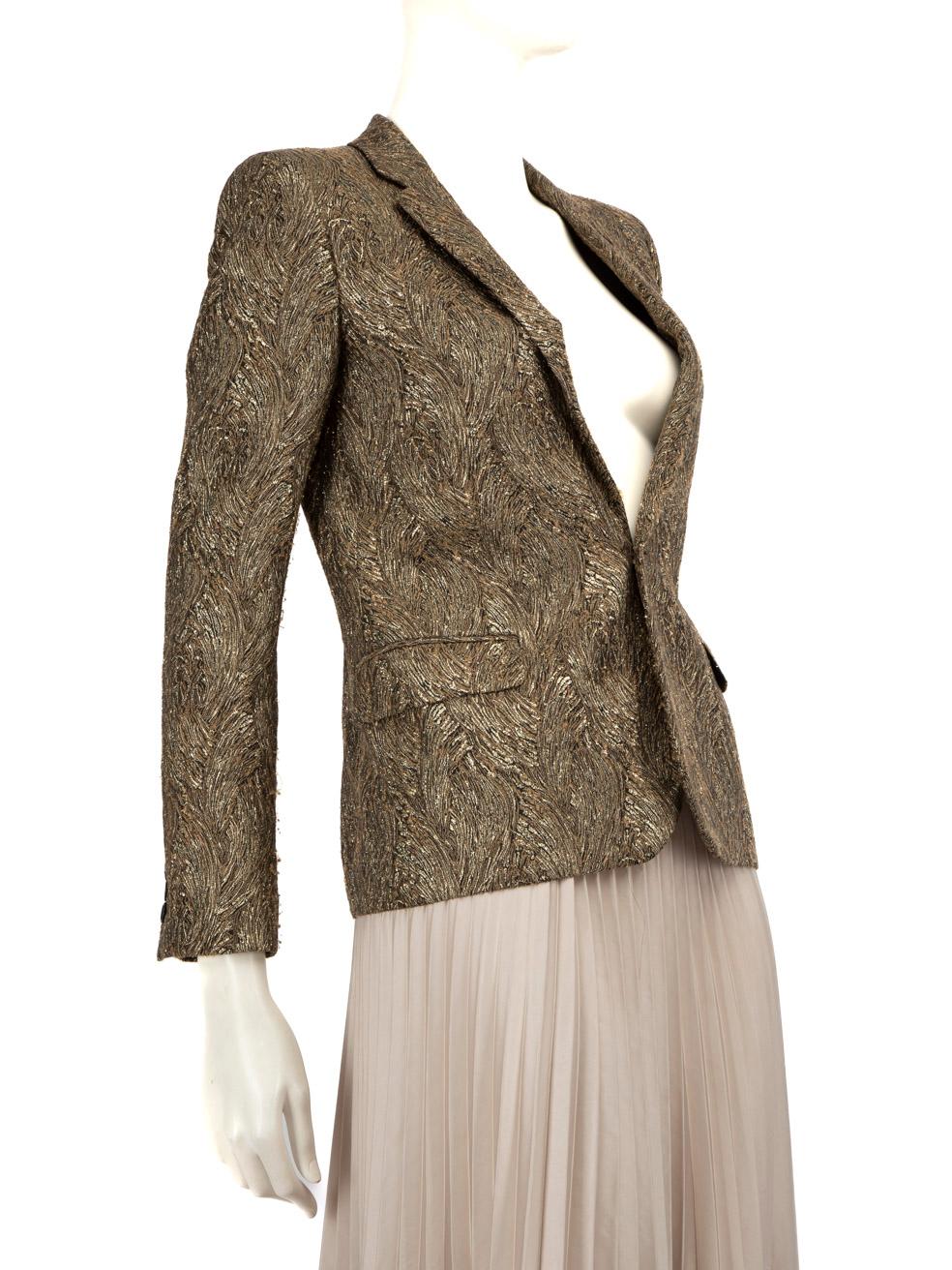 CONDITION is Very good. Minimal wear to the blazer is evident, there is discolouration on the lining around the underarms and the neckline. There are some pulls to the weave on the lapel and the hem of this used Saint Laurent designer resale item.
 