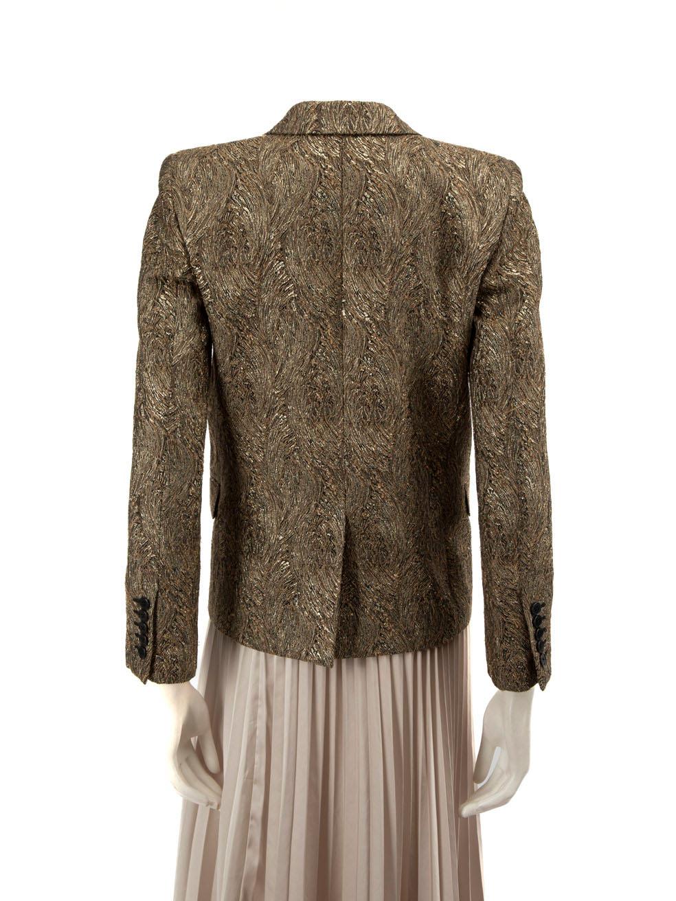 Brown Saint Laurent 2013 Gold Metallic Blazer Size S For Sale