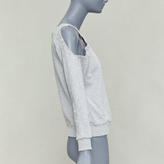 SAINT LAURENT 2013 Hedi Slimane cotton silver chain cold shoulder sweater XS