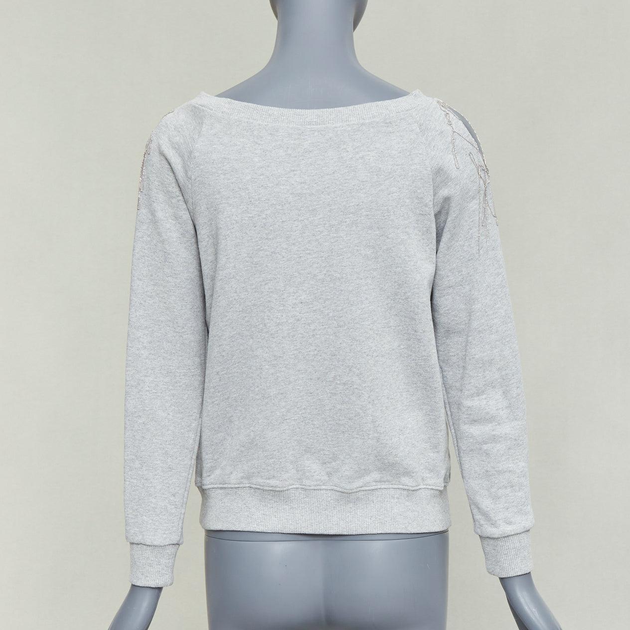 SAINT LAURENT 2013 Hedi Slimane maglia a spalla fredda in cotone con catena d'argento XS in vendita 1