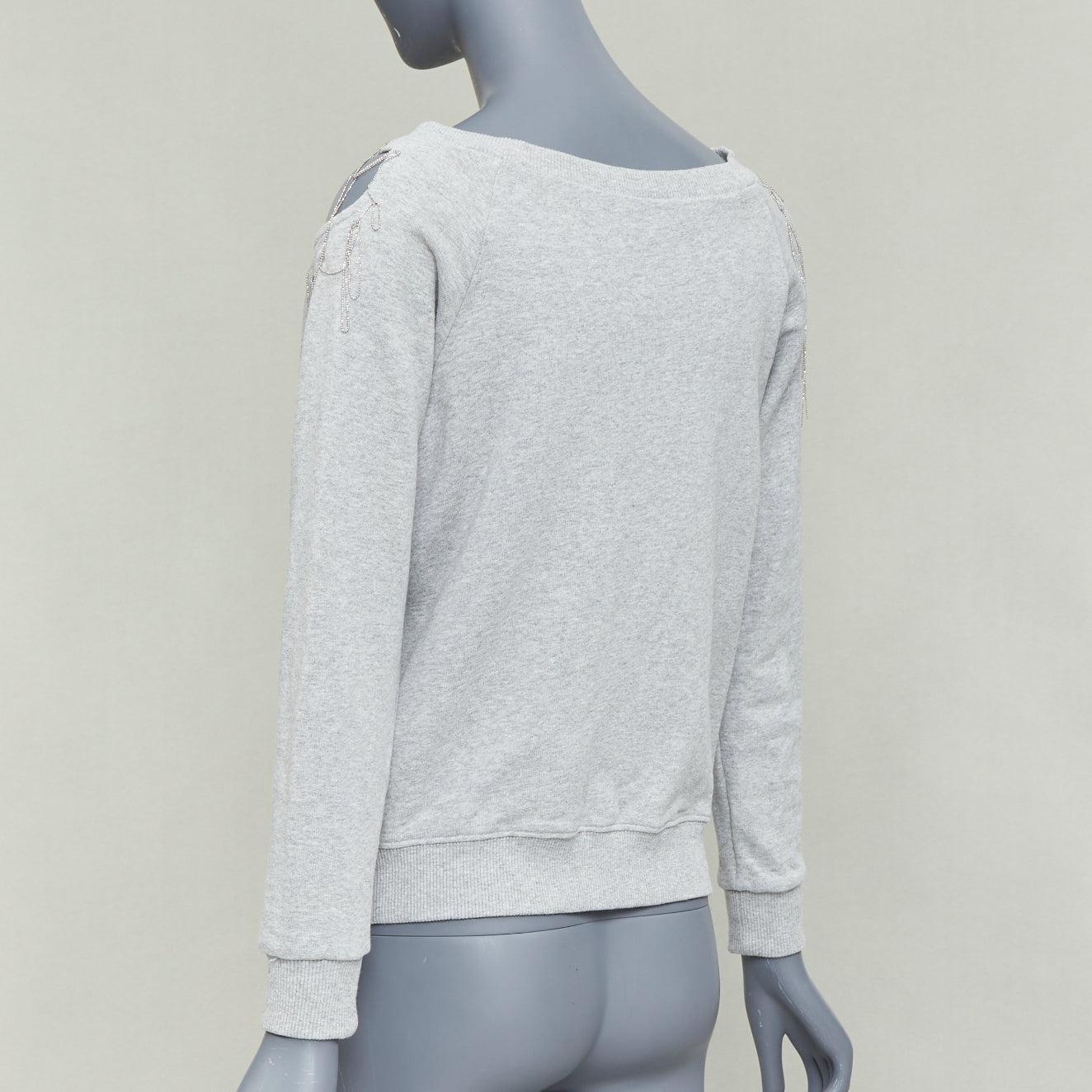 SAINT LAURENT 2013 Hedi Slimane maglia a spalla fredda in cotone con catena d'argento XS in vendita 2