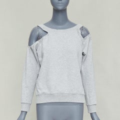SAINT LAURENT 2013 Hedi Slimane cotton silver chain cold shoulder sweater XS