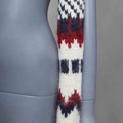SAINT LAURENT 2013 Hedi Slimane sciarpa lunga in lana vergine azteca color crema