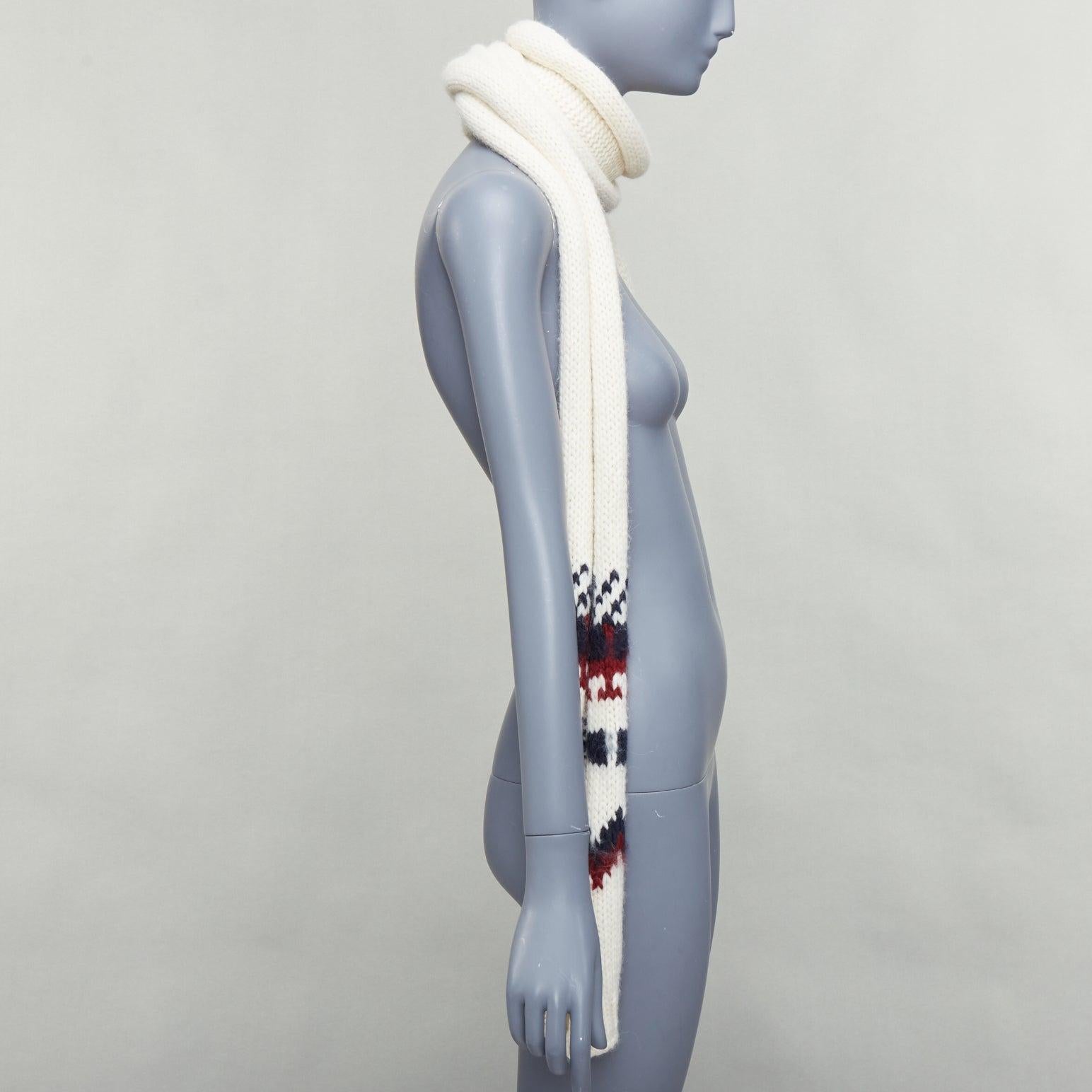 Men's SAINT LAURENT 2013 Hedi Slimane cream virgin wool aztec long wrap scarf For Sale