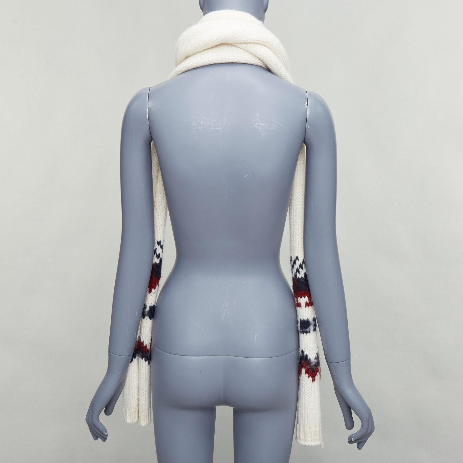 SAINT LAURENT 2013 Hedi Slimane cream virgin wool aztec long wrap scarf For Sale 1
