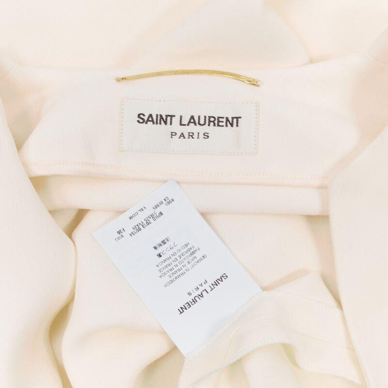 SAINT LAURENT 2013 Hedi Slimane vestido de crepé marfil con cuello en V ribeteado en piel FR36 S en venta 4