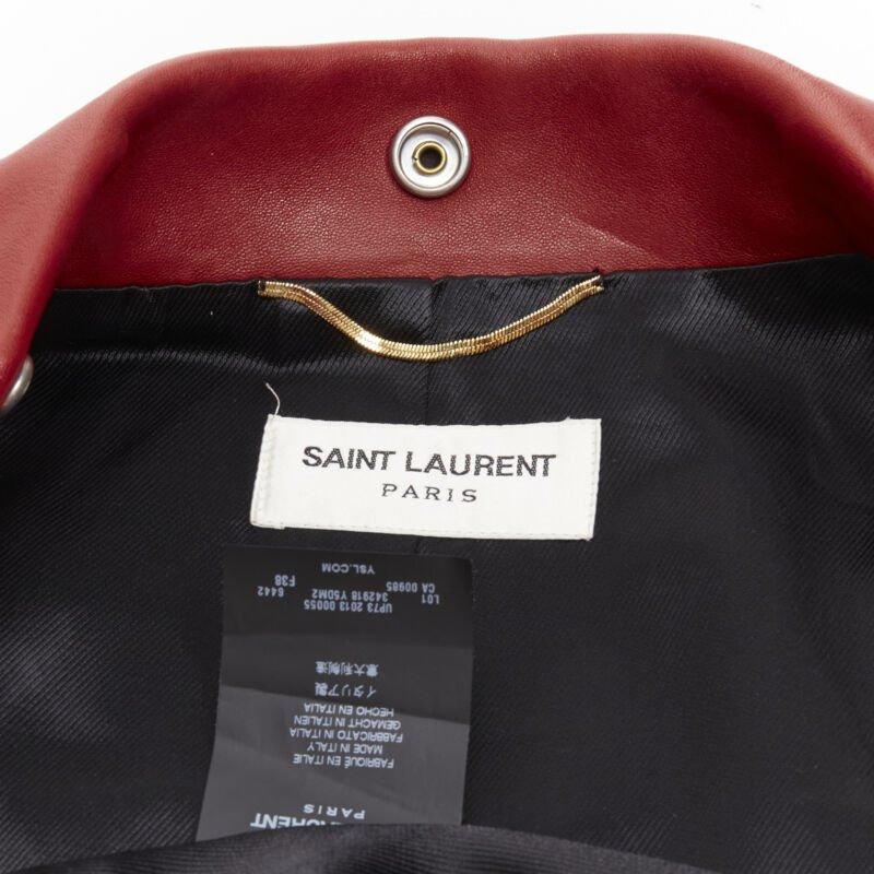 SAINT LAURENT 2013 Hedi Slimane red lambskin leather moto biker jacket FR38 S For Sale 6