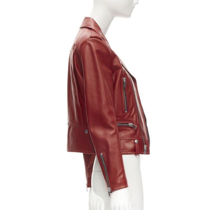 SAINT LAURENT 2013 Hedi Slimane red lambskin leather moto biker jacket FR38 S For Sale 1