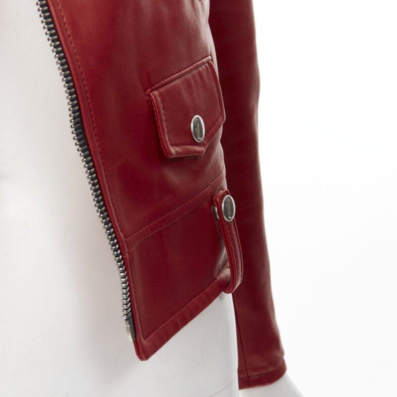 SAINT LAURENT 2013 Hedi Slimane red lambskin leather moto biker jacket FR38 S For Sale 5