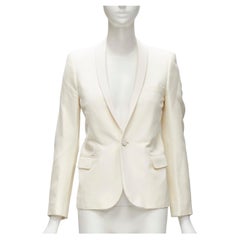 SAINT LAURENT 2013 ivory shawl collar single button tux blazer jacket FR34 XS