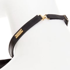 SAINT LAURENT 2013 Lavalliere Bow Choker silk satin oversized leather necklace