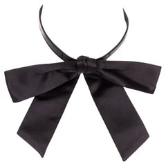 SAINT LAURENT 2013 Lavalliere Bow Choker silk satin oversized leather necklace