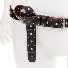 SAINT LAURENT 2013 Psych Rock distressed grunge leather silver studded belt belt