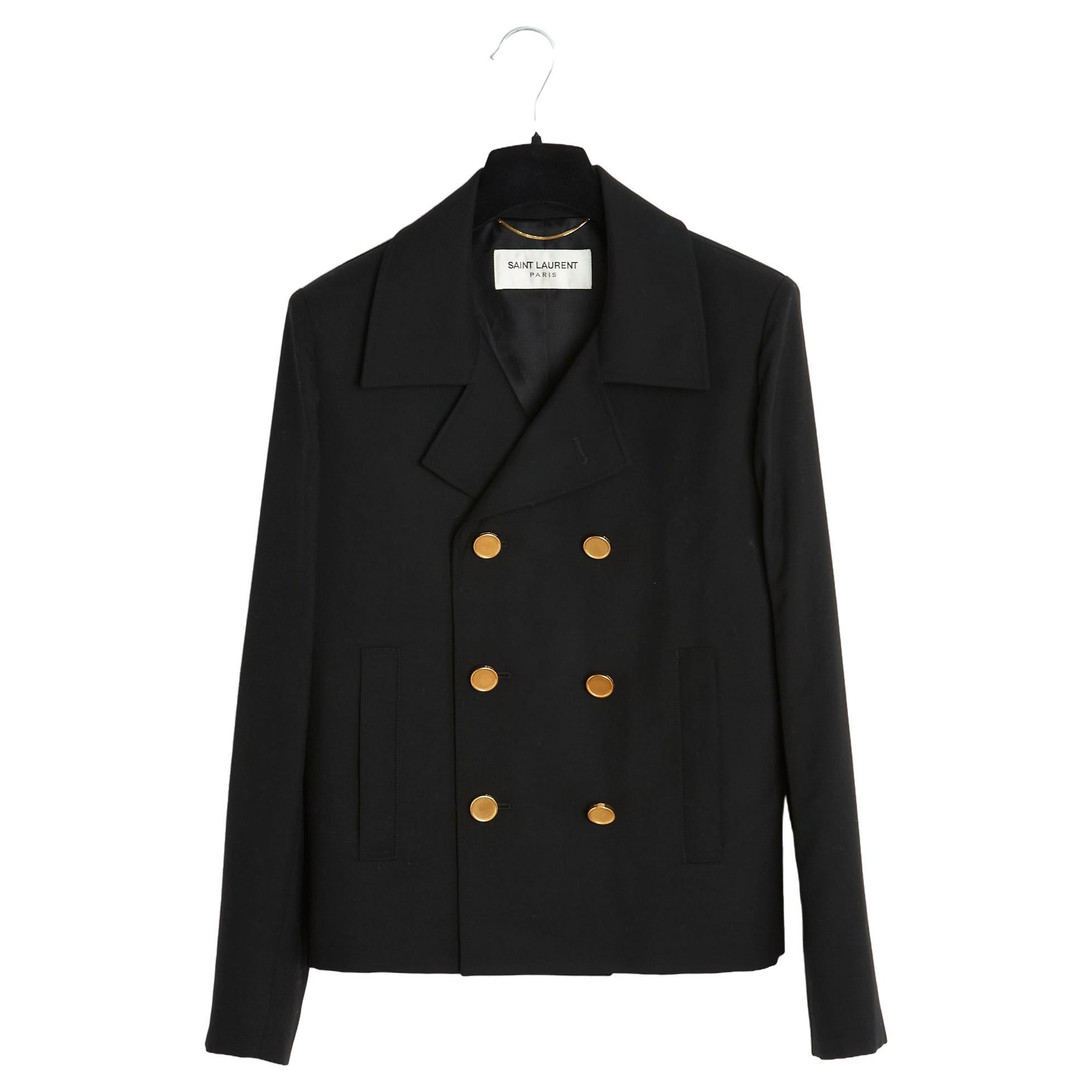 Saint Laurent 2013 Slimane short black jacket blazer FR40 For Sale
