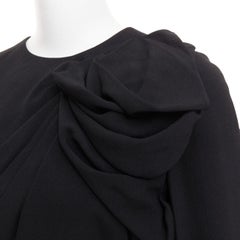 SAINT LAURENT 2014 black crepe draped bow front pleated  mini dress FR36 S
