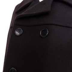SAINT LAURENT 2014 Caban black wool felt double breasted panelled pea coat FR34