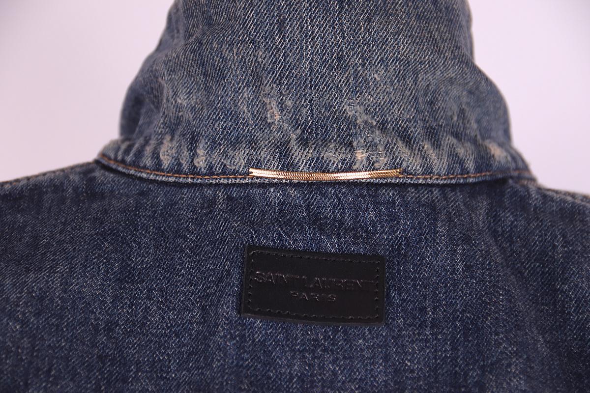 Saint Laurent 2014 Giacca e gonna in denim con toppe a stella usurate in vendita 6
