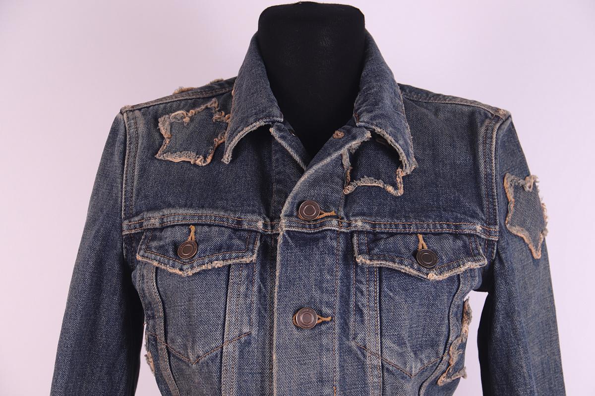 Saint Laurent 2014 Giacca e gonna in denim con toppe a stella usurate in vendita 2