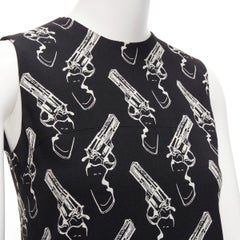 SAINT LAURENT 2014 Gun Pop black white pistol print A-line dress FR34 XS