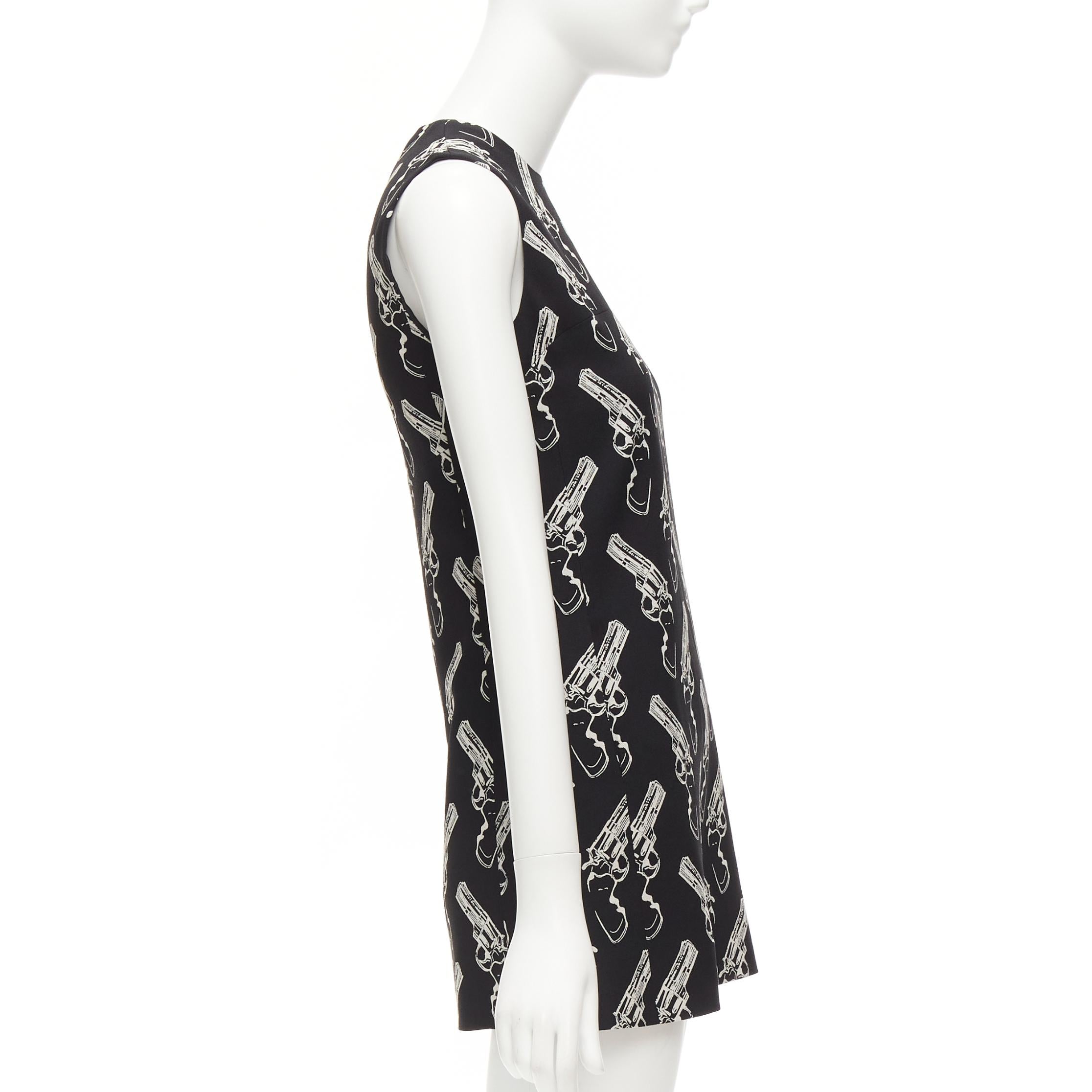Women's SAINT LAURENT 2014 Gun Pop black white pistol print A-line dress FR34 XS