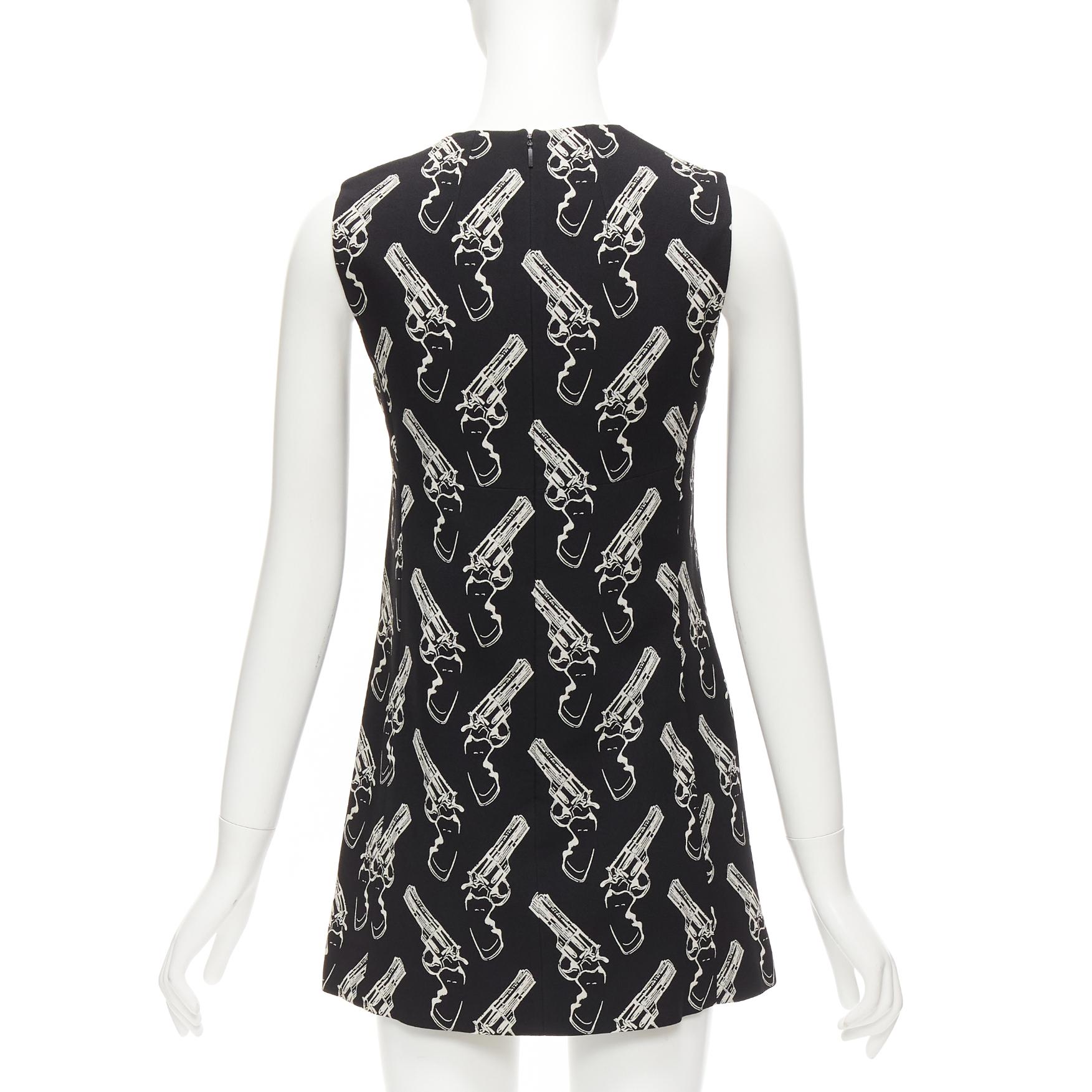 SAINT LAURENT 2014 Gun Pop black white pistol print A-line dress FR34 XS 1