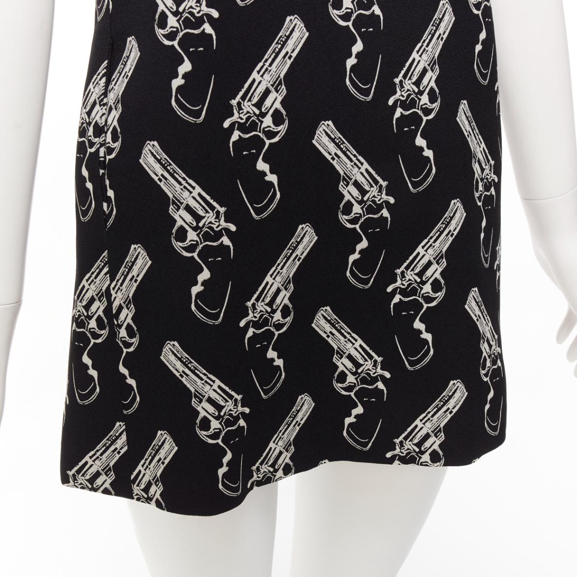 SAINT LAURENT 2014 Gun Pop black white pistol print A-line dress FR34 XS For Sale 4
