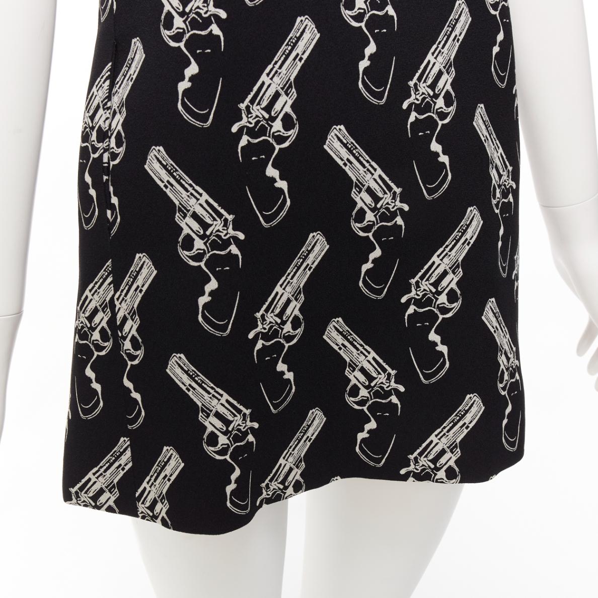 SAINT LAURENT 2014 Gun Pop black white pistol print A-line dress FR34 XS 3