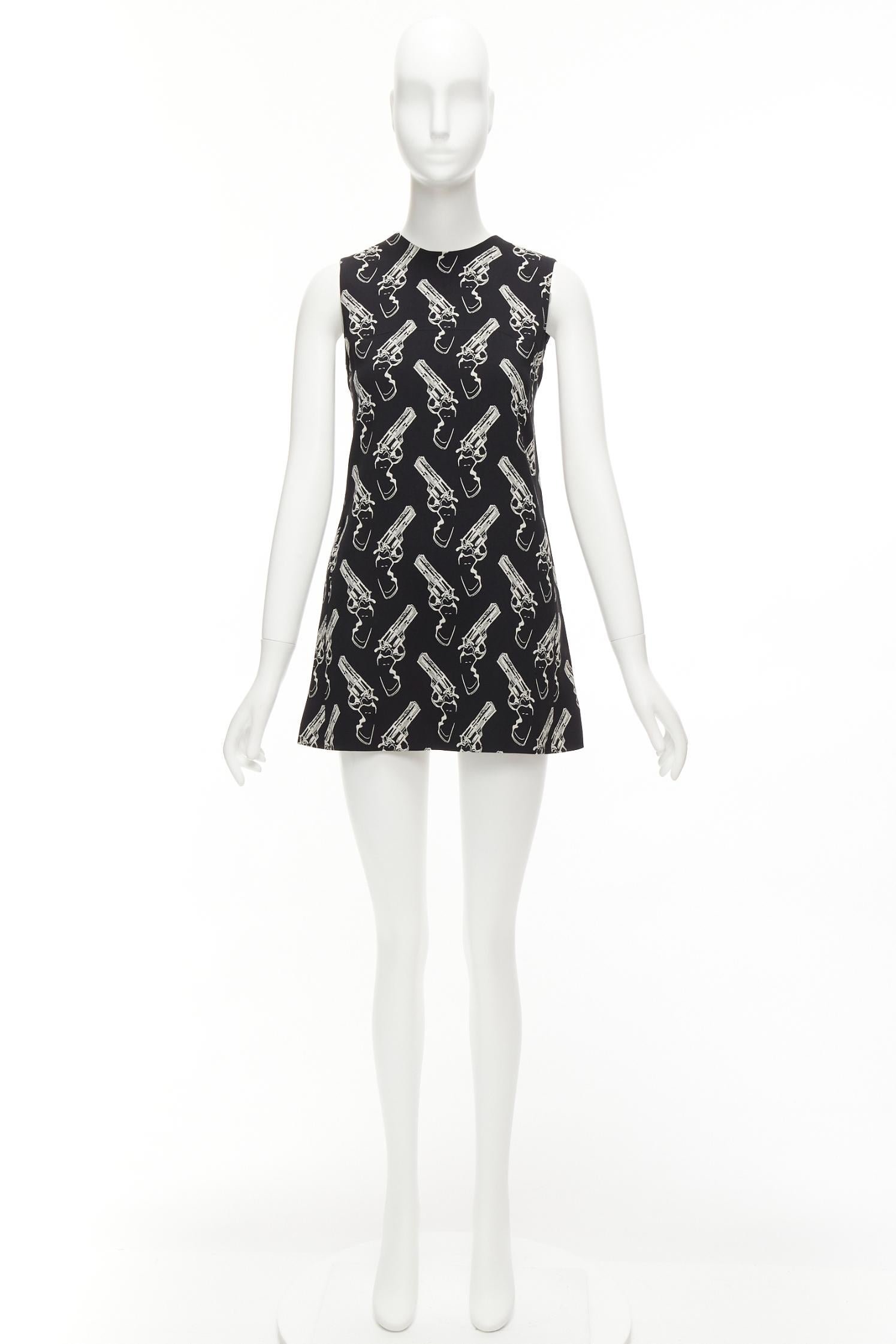 SAINT LAURENT 2014 Gun Pop black white pistol print A-line dress FR34 XS 5