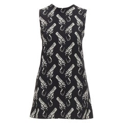 SAINT LAURENT 2014 Gun Pop black white pistol print A-line dress FR34 XS