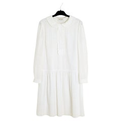 Saint Laurent 2014 Robe Dentelle FR42 Slimane White Cotton Lace Dress UK14 US12