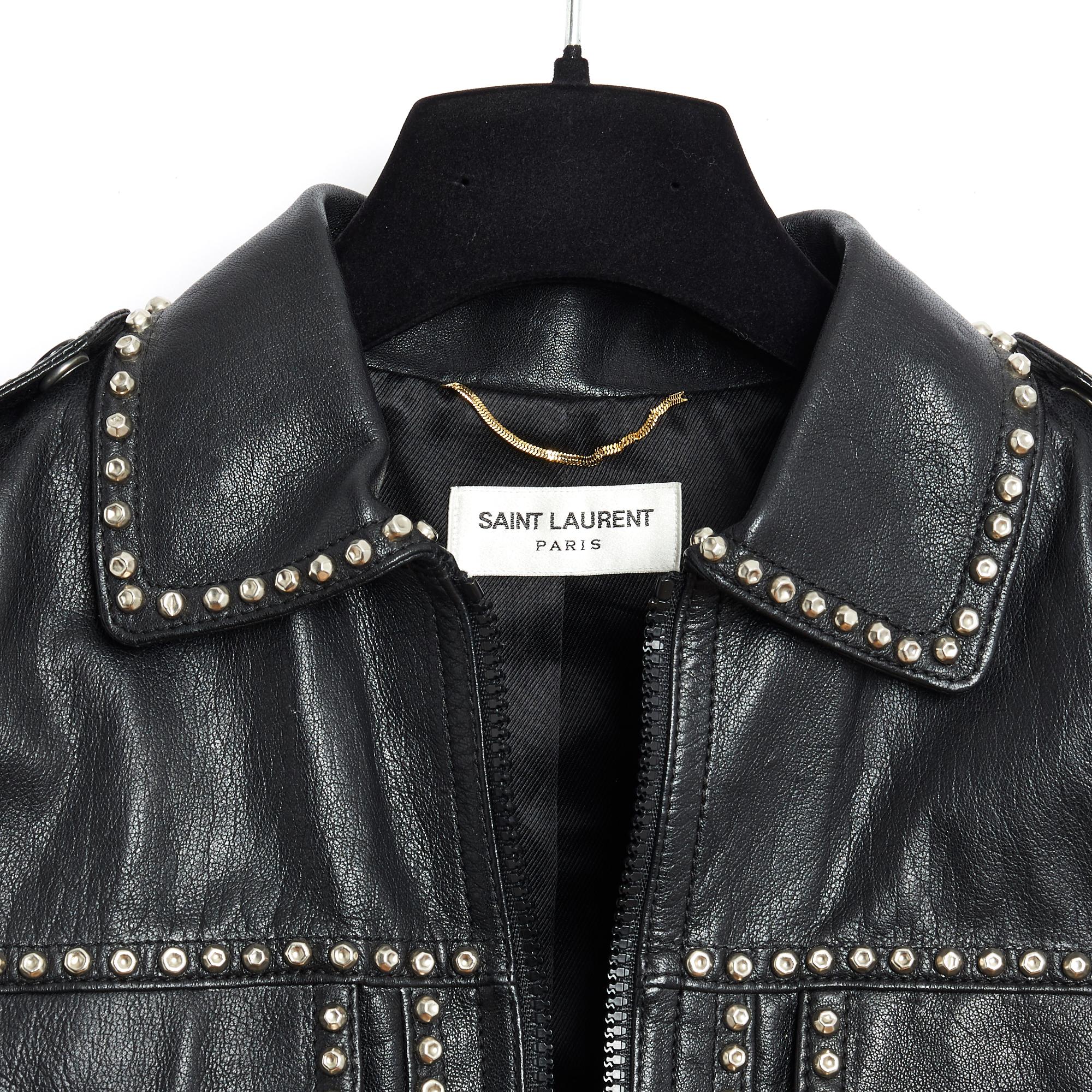 Saint Laurent 2014 Slimane Black leather jacket fr34/36 In Good Condition In PARIS, FR