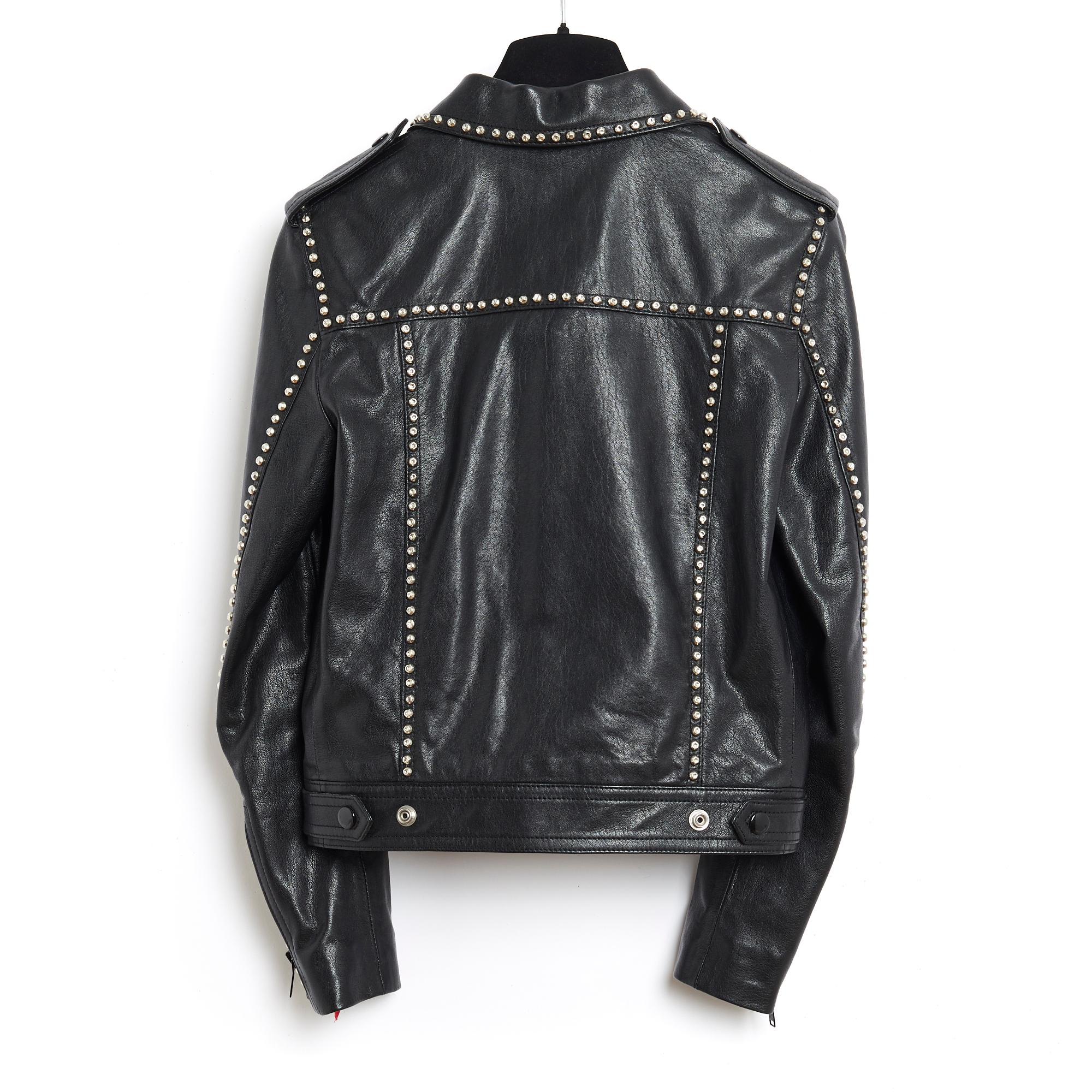 Women's or Men's Saint Laurent 2014 Slimane Black leather jacket fr34/36