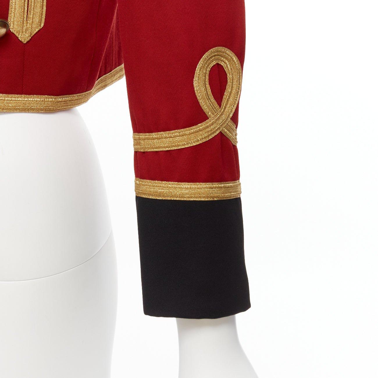 SAINT LAURENT 2014 Spencer red wool military gold cropped officer jacket FR34 XS For Sale 4