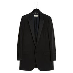 Saint Laurent 2014 Veste Smoking FR40 Slimane Black Wool Tuxedo Jacket UK12 US10