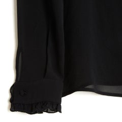 Saint Laurent 2014 YSL Top FR36 Hedi Slimane Black Silk Crepe Blouse UK8 US6