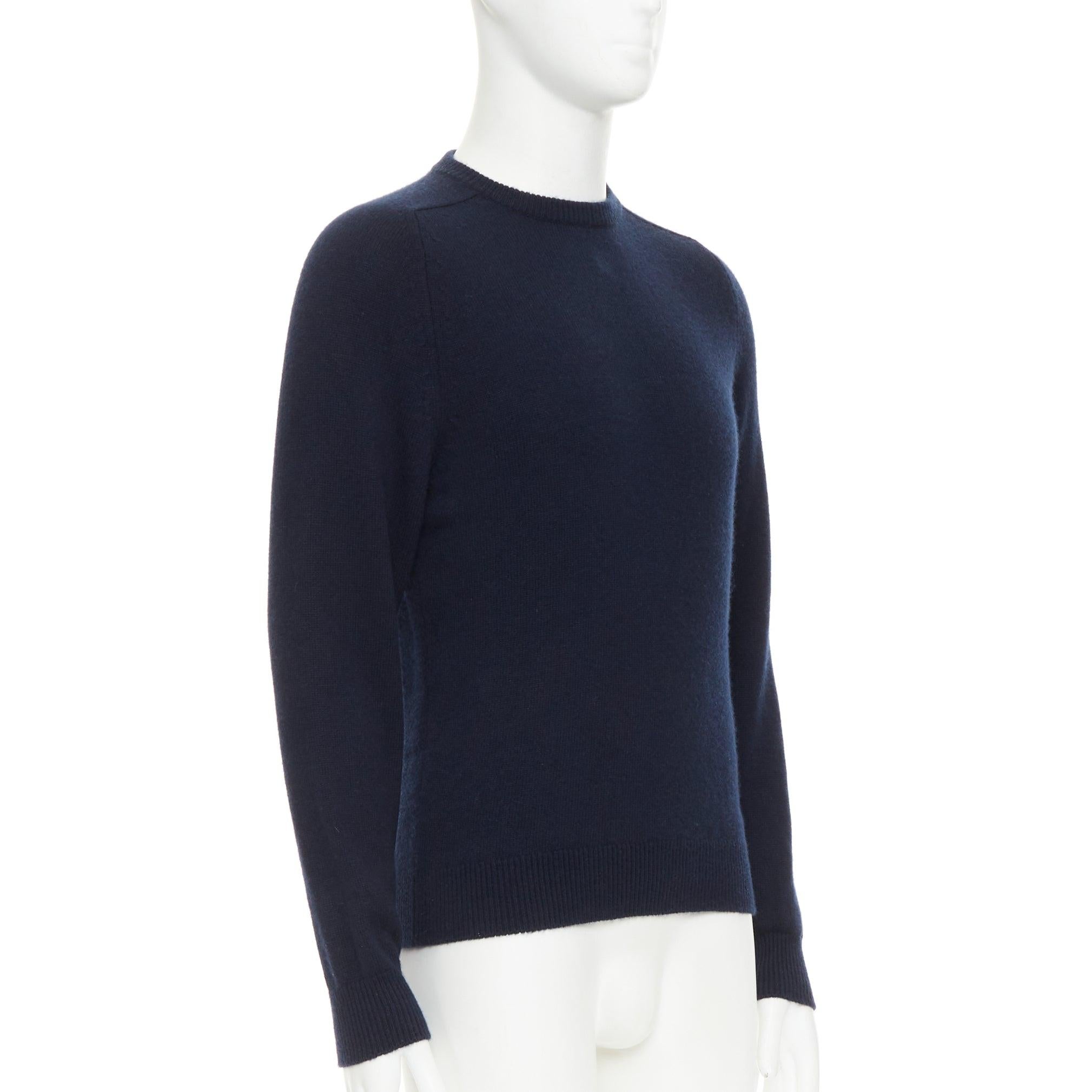 Black SAINT LAURENT 2015 100% cashmere navy crew neck pullover sweater M For Sale