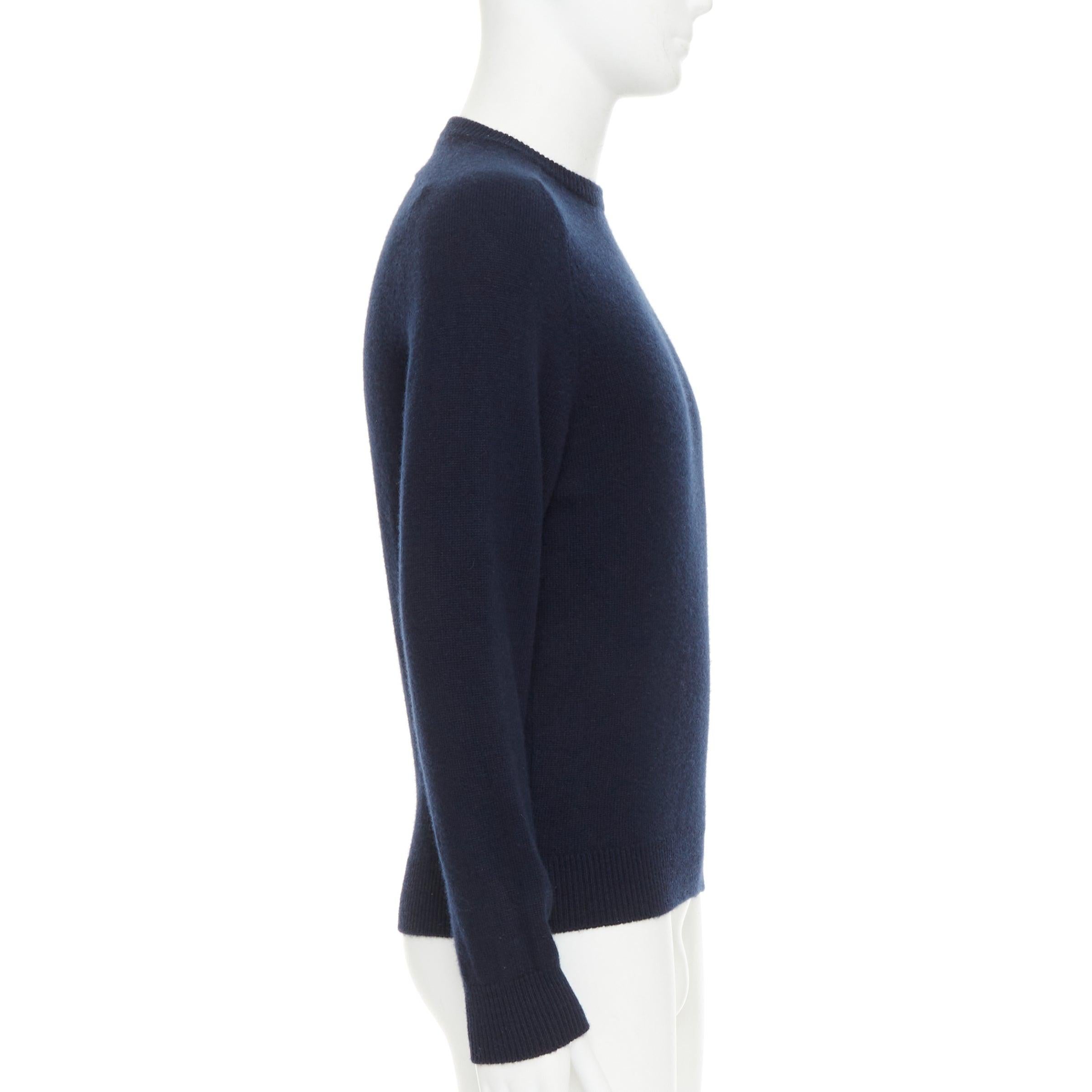 Men's SAINT LAURENT 2015 100% cashmere navy crew neck pullover sweater M For Sale