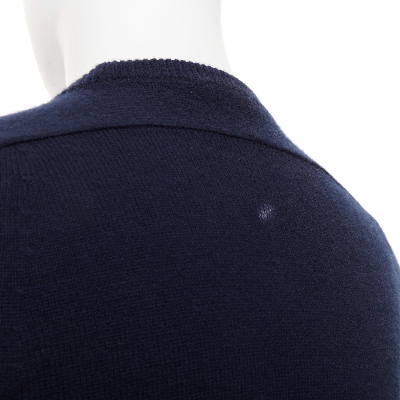 SAINT LAURENT 2015 100% cashmere navy crew neck pullover sweater M For Sale 3