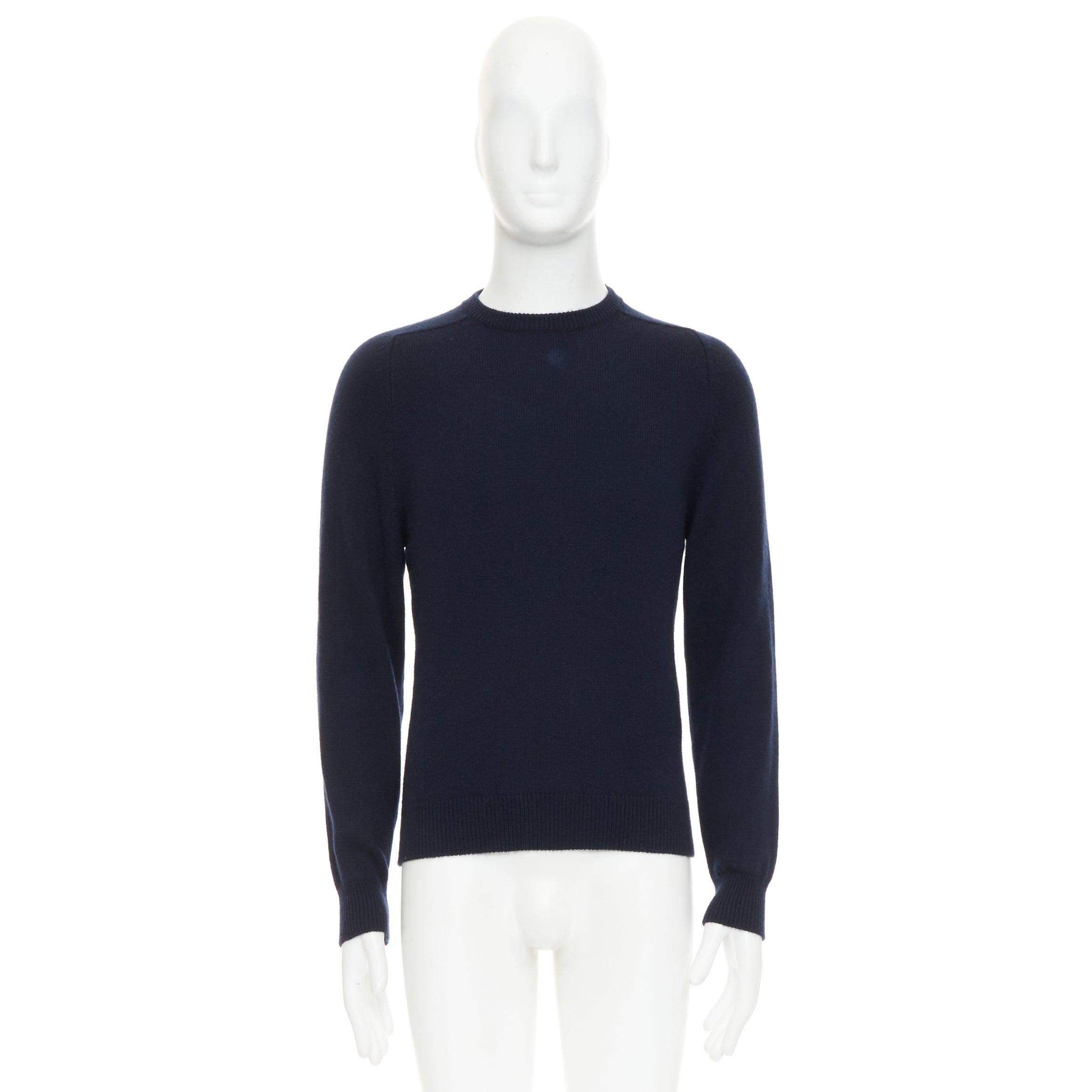 SAINT LAURENT 2015 100% cashmere navy crew neck pullover sweater M For Sale 5