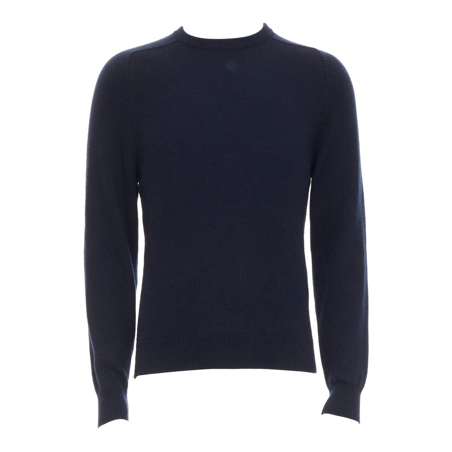 SAINT LAURENT 2015 100% cashmere navy crew neck pullover sweater M For Sale